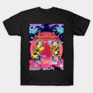 Super dope Slluks characters posing as gate guardian gods illustration T-Shirt